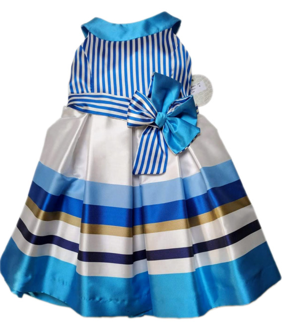 Vestido de niña con rayas azules 737