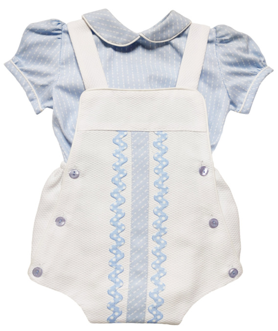 Ranita de bebé de piqué con camisa celeste y blanca