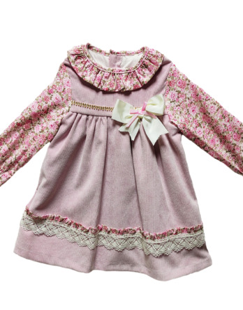 Vestido niña panilla flores manga francesa