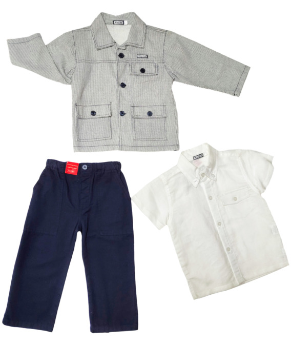 Conjunto de niño de vestir de lino con camisa manga corta 11317
