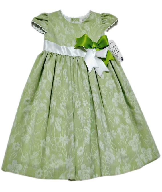 Vestido de niña verde y blanco 5002