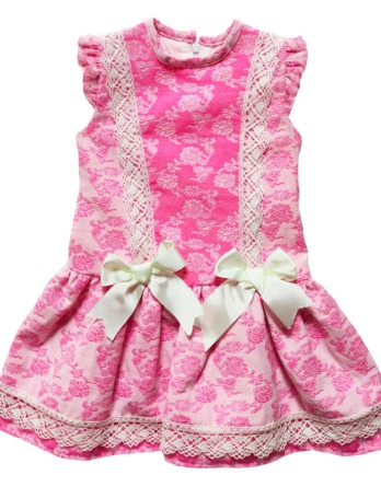 Vestido de niña flores rosa chicle 50052