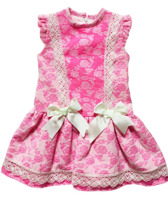 Vestido de niña flores rosa chicle 50052