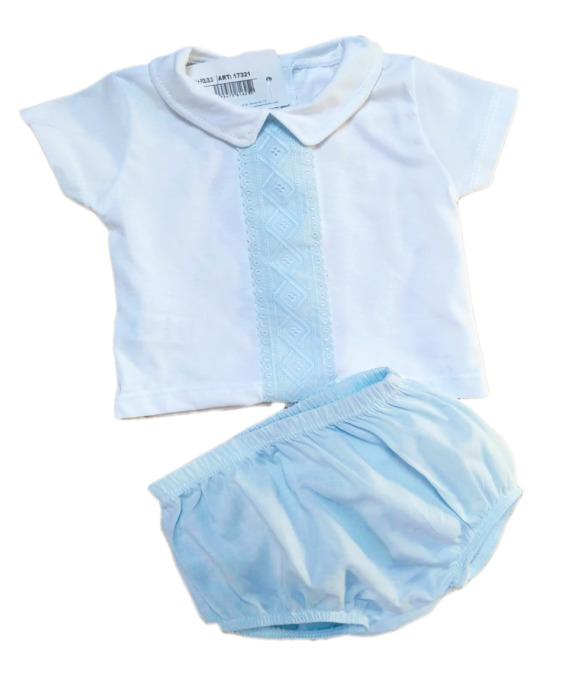 Conjunto de niño bebé verano vestir celeste algodón 17321