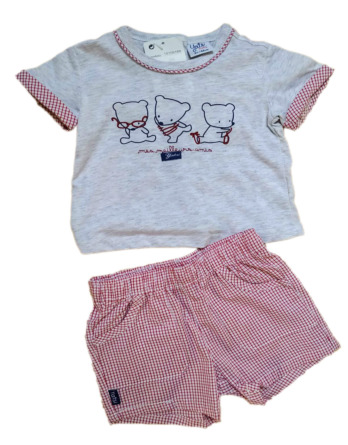 Conjunto de niño bebé verano pantalón cuadros rojo 18105169