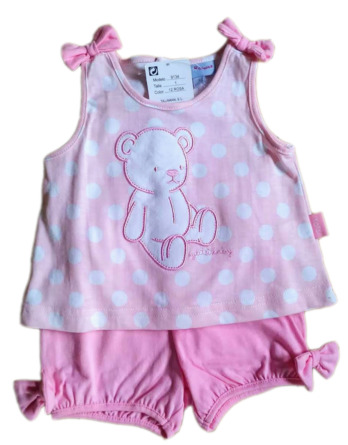 Conjunto de niña tirantes bebé verano pantalón corto rosa 9134