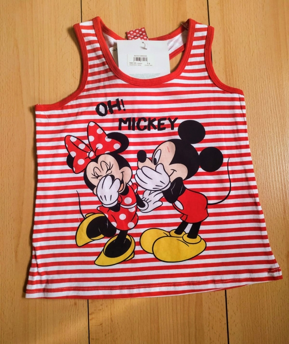 Camiseta de niña s/m minnie y mickey rayas rojas y blancas N05