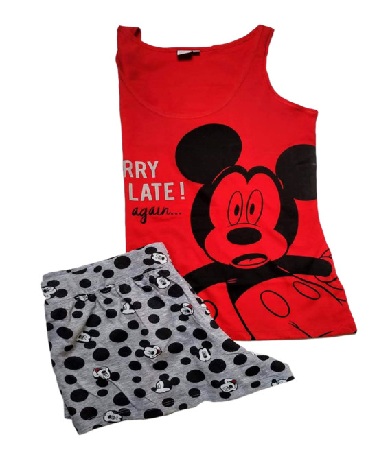Pijama de mujer verano tirantes Mickey rojo y gris SE3593