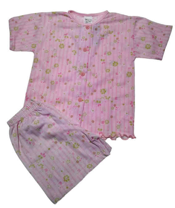 Pijama de niña m/c rosa abotonado abierto 6414