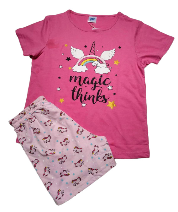 Pijama de niña m/c unicornio rosa 19177556