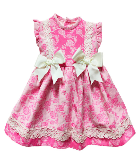 Vestido de niña flores rosa chicle 50015