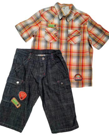 Conjunto de niño verano camisa cuadros vaquero pirata 5438