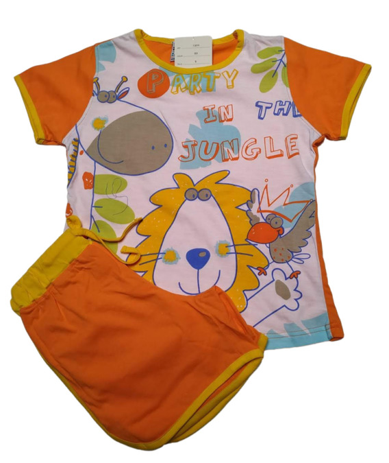 Pijama de niña m/c león naranja  79014
