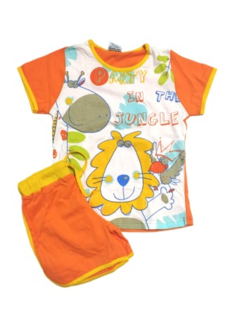 Pijama de niña m/c león naranja  79014