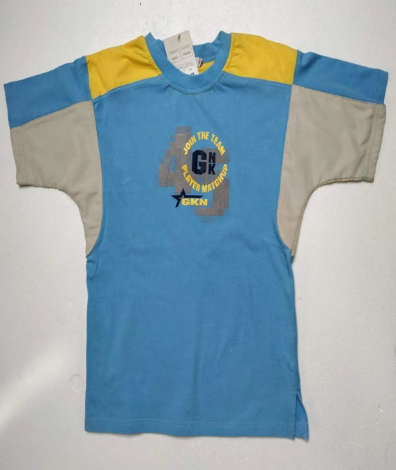 Camiseta de niño verano m/c azul y amarilla GGOLF