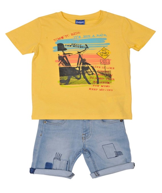 Conjunto de niño verano amarillo con vaquero corto