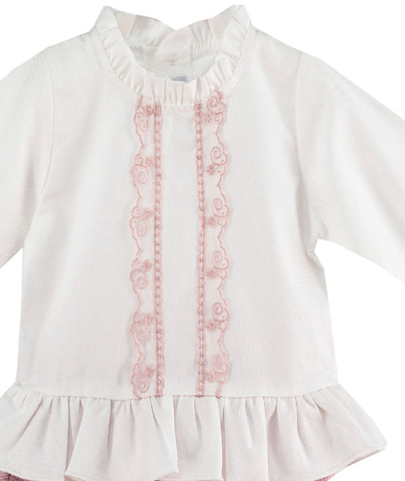 Conjunto de bebé niña vestir blanco y rosa maquillaje 