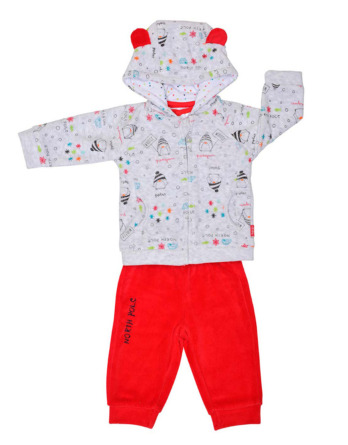Chándal de bebé niño de terciopelo pingüino rojo 