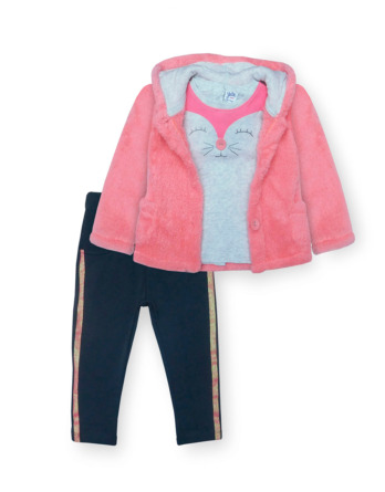 Conjunto de bebé niña leggings chaqueta peluche 