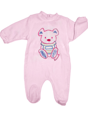 Pelele de niña bebé terciopelo m/l oso rosa