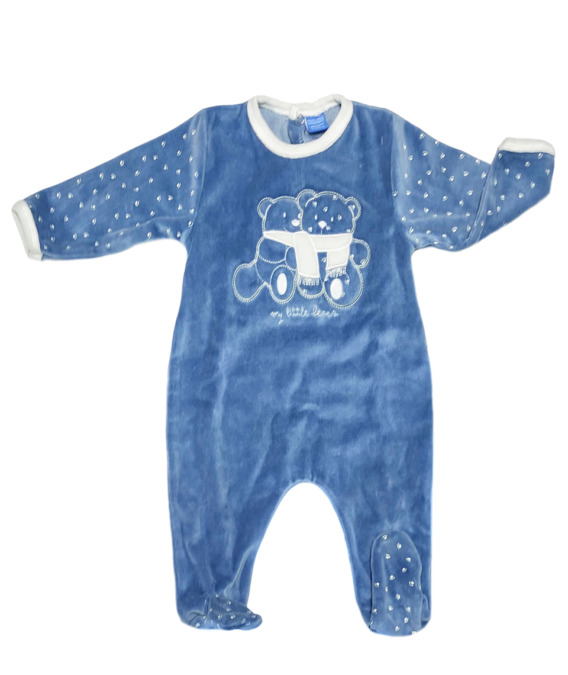 Pelele de niño bebé terciopelo m/l osos azul