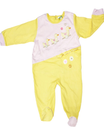 Pelele de niña bebé m/l patos rosa y amarillo