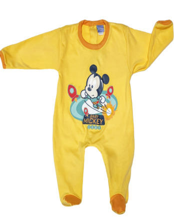Pelele de niño bebé algodón m/l Mickey amarillo