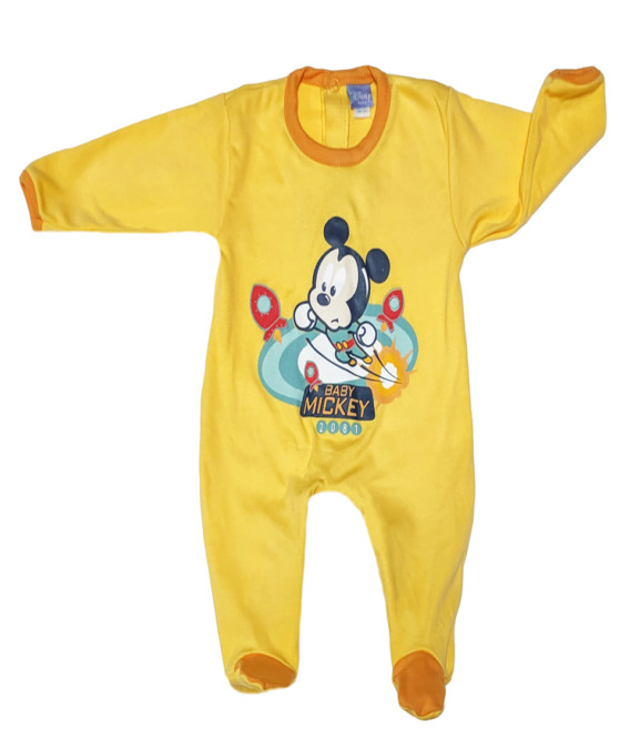 Pelele de niño bebé algodón m/l Mickey amarillo