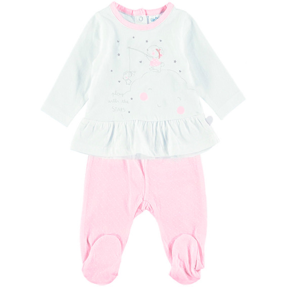 Conjunto primera puesta bebé niña algodón nube rosa