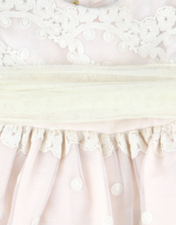 Vestido de niña de tul y flores rosa