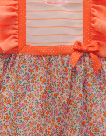 Vestido de bebé niña con flores naranjas
