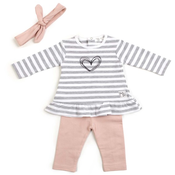 Conjunto de bebé niña algodón leggins rayas grises