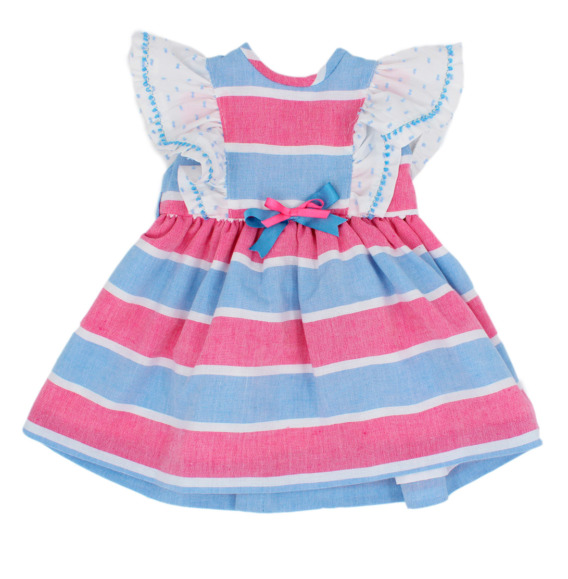 Vestido de niña de rayas rosa y azul