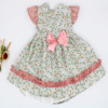Vestido de niña de florecitas verdes Vestido de niña de florecitas verdes Vestido de niña para ceremonia, vestir, arras, bautizo o fiesta BabyFer Fabricado en España REF. : 21558
