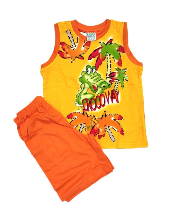 77203 Pijama de niño sin mangas cocodrilo naranja