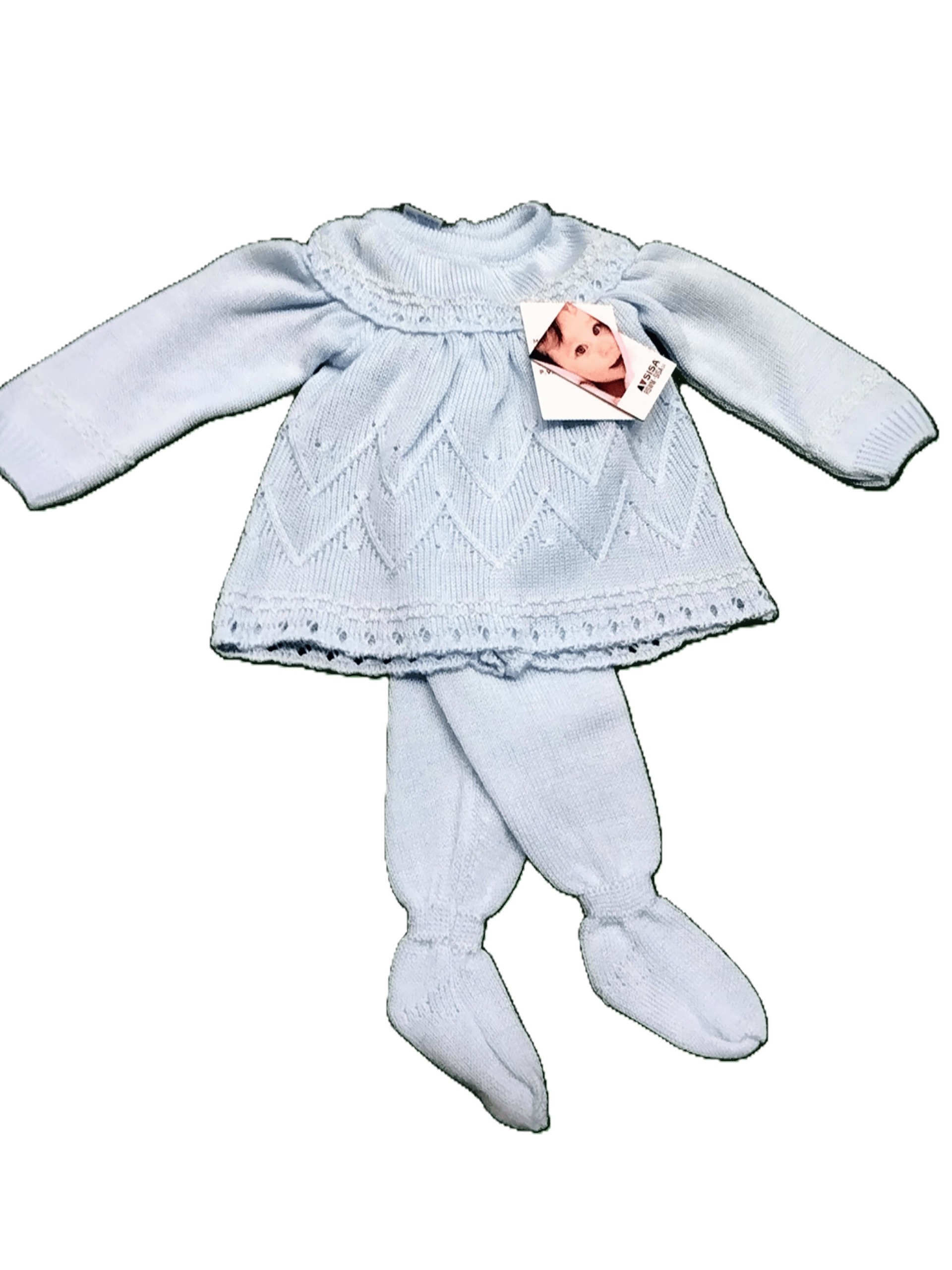 315 Conjunto de bebé celeste de perlé