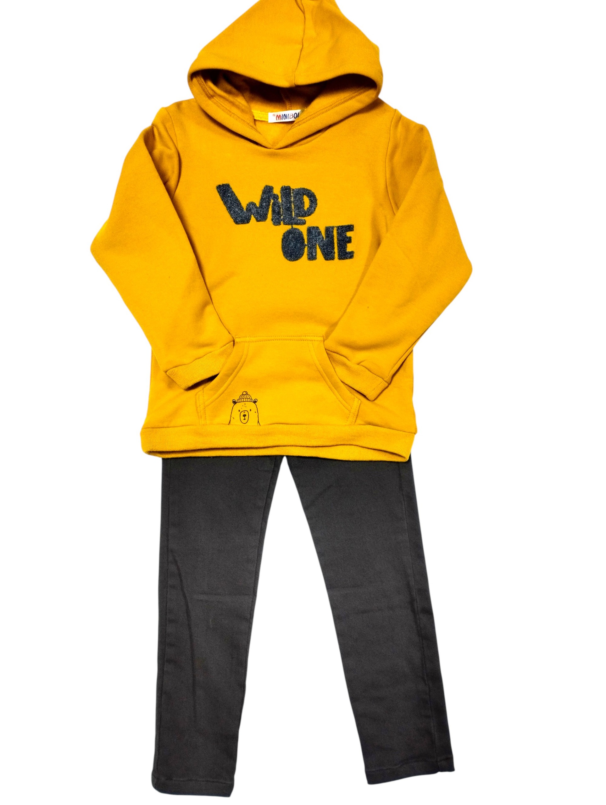 20281 Conjunto de niño Wild One mostaza de loneta